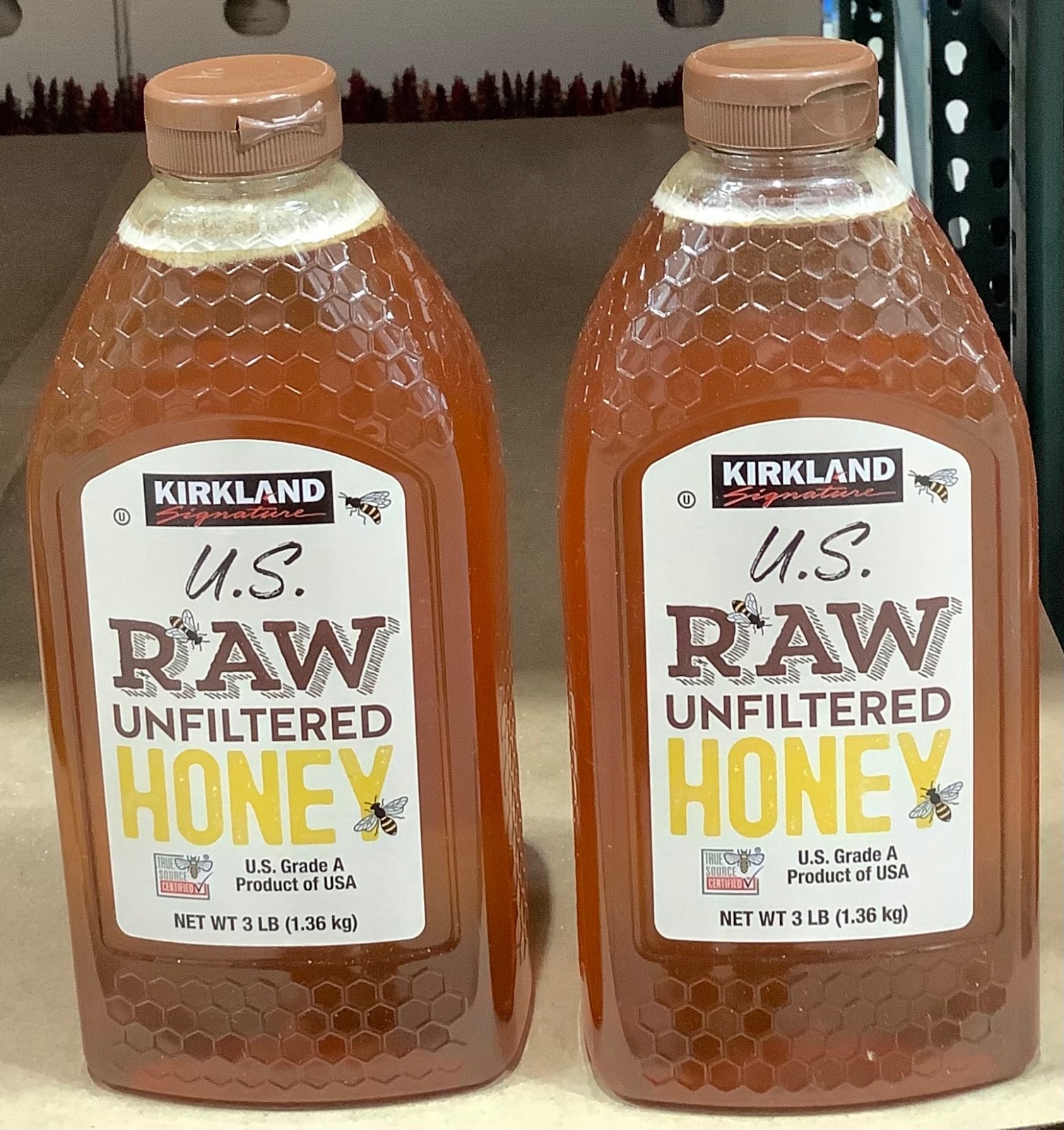 2 X Kirkland Signature U.S. Raw Unfiltered Honey 3 LB Total 6 LB, EXP 05/2028