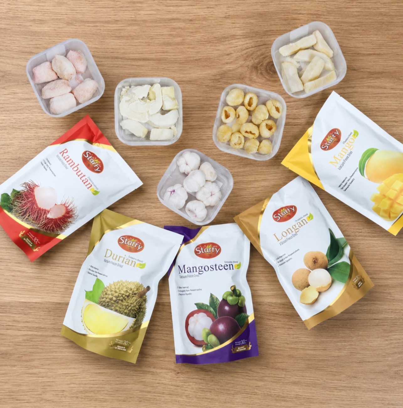 Freeze Dried Tropical Fruit Discovery Pack 4x30g Thai No Sugar Crispy Snack