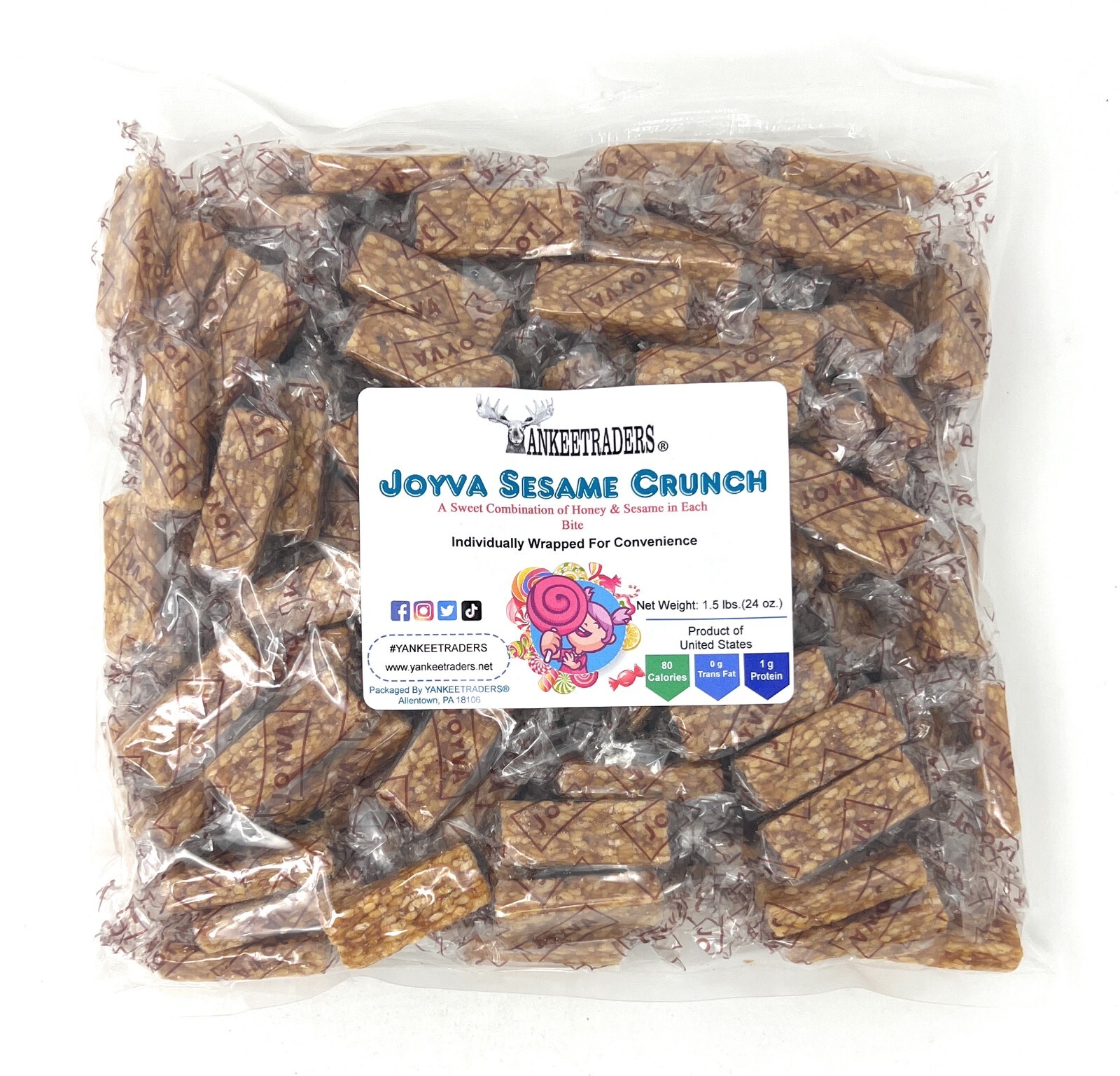 YANKEETRADERS® ~ Joyva Sesame Honey Crunch Candy 24 oz. ~ FREE SHIPPING