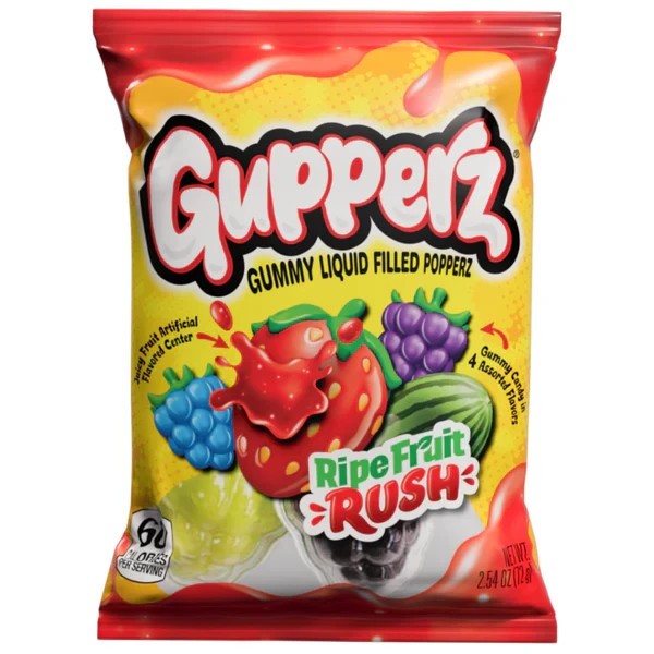 Gupperz Ripe Fruit Rush 2.54 Ounce Bag – Liquid Center, Candy