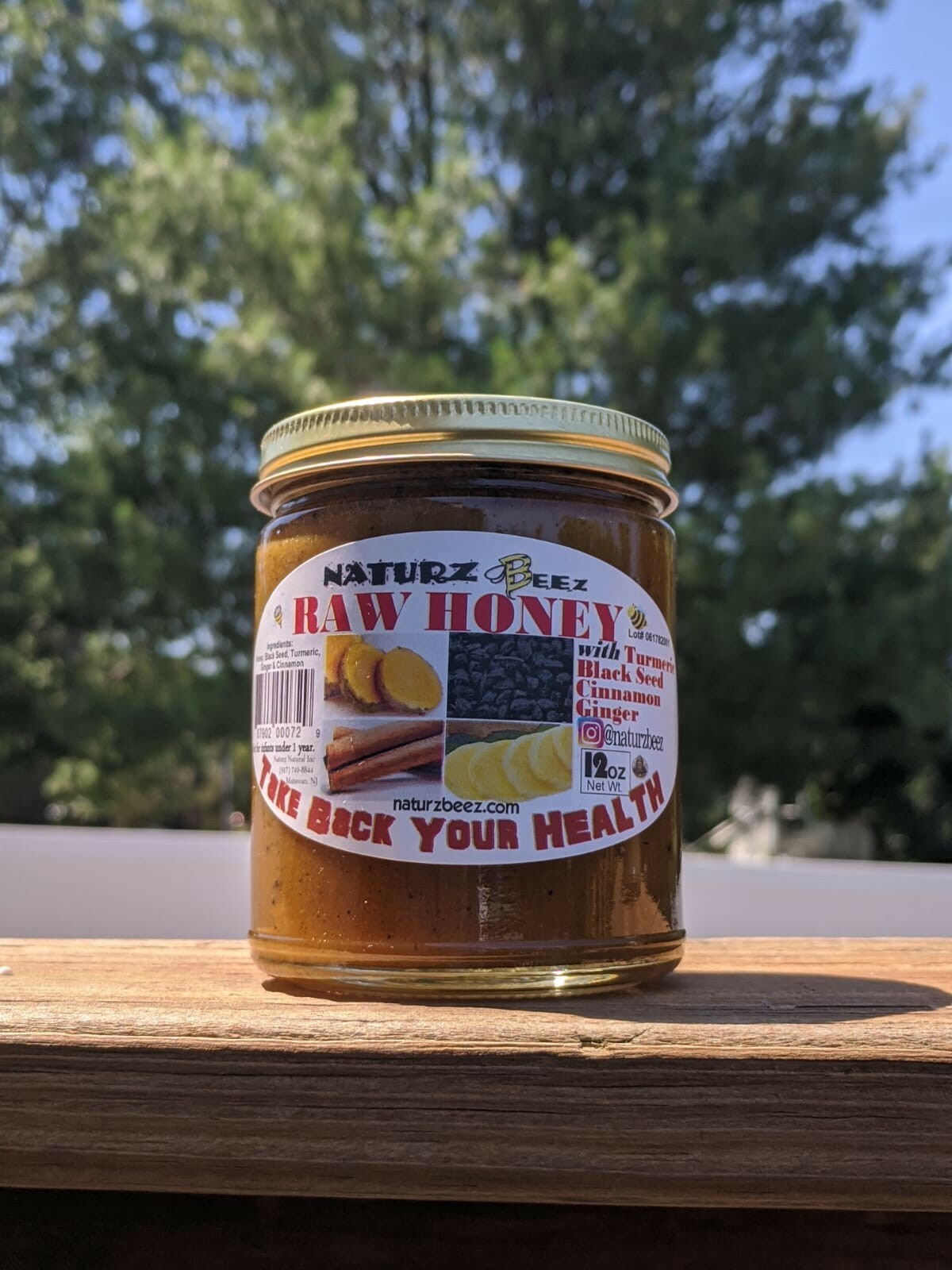 RAW HONEY & GINGER-TURMERIC-CINNAMON-BLACK SEED-PROPOLIS-POLLEN 12oz BLACKSEED