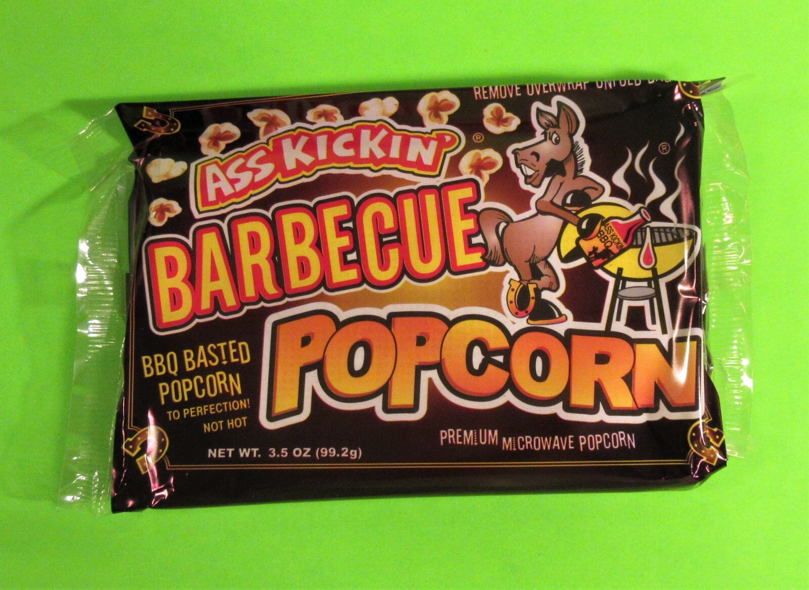 ASS KICKIN’ BARBECUE POPCORN , BBQ – 3.5 OZ. BAG – GREAT SWEET BBQ FLAVOR