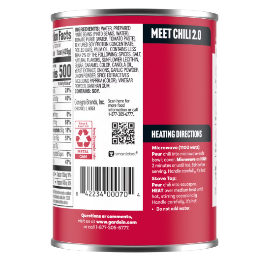 Gardein Plant-Based Chili With Beans, 32g Protein Per Serving, Vegan, 15 oz. Can