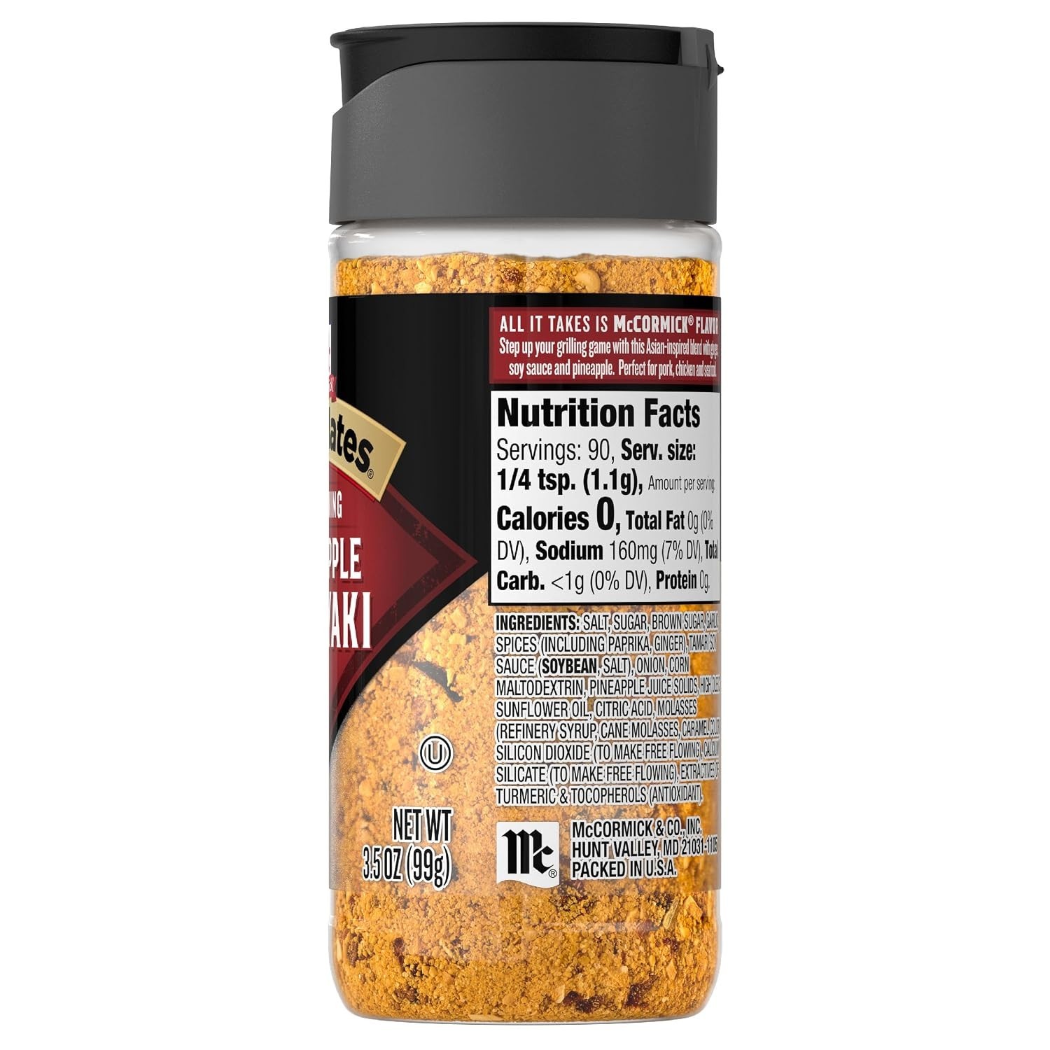 McCormick Grill Mates Pineapple Teriyaki Seasoning 3.5 oz for Pork Chicken