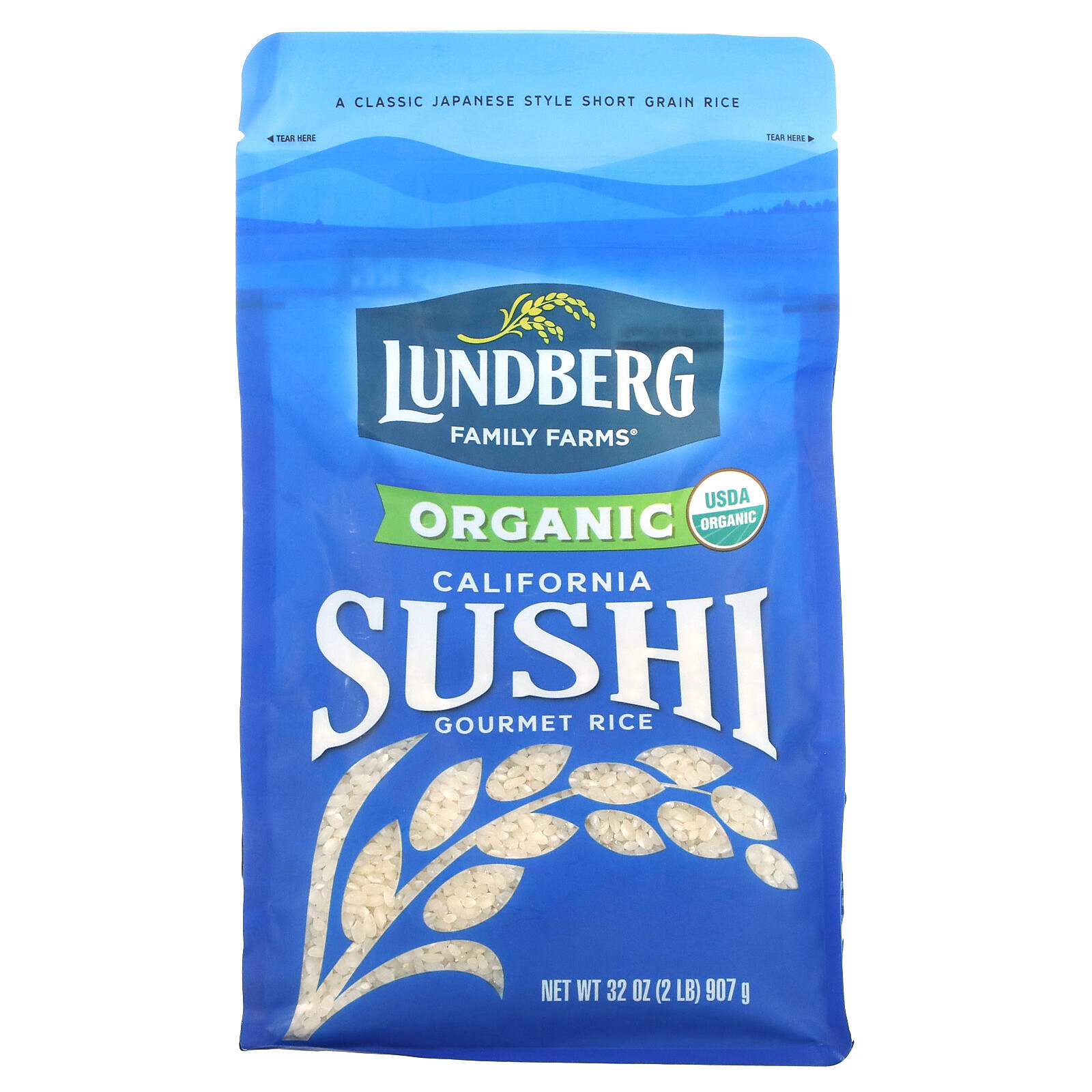 Lundberg Organic California Sushi Rice 32 oz 907 g BPA-Free, Gluten-Free,