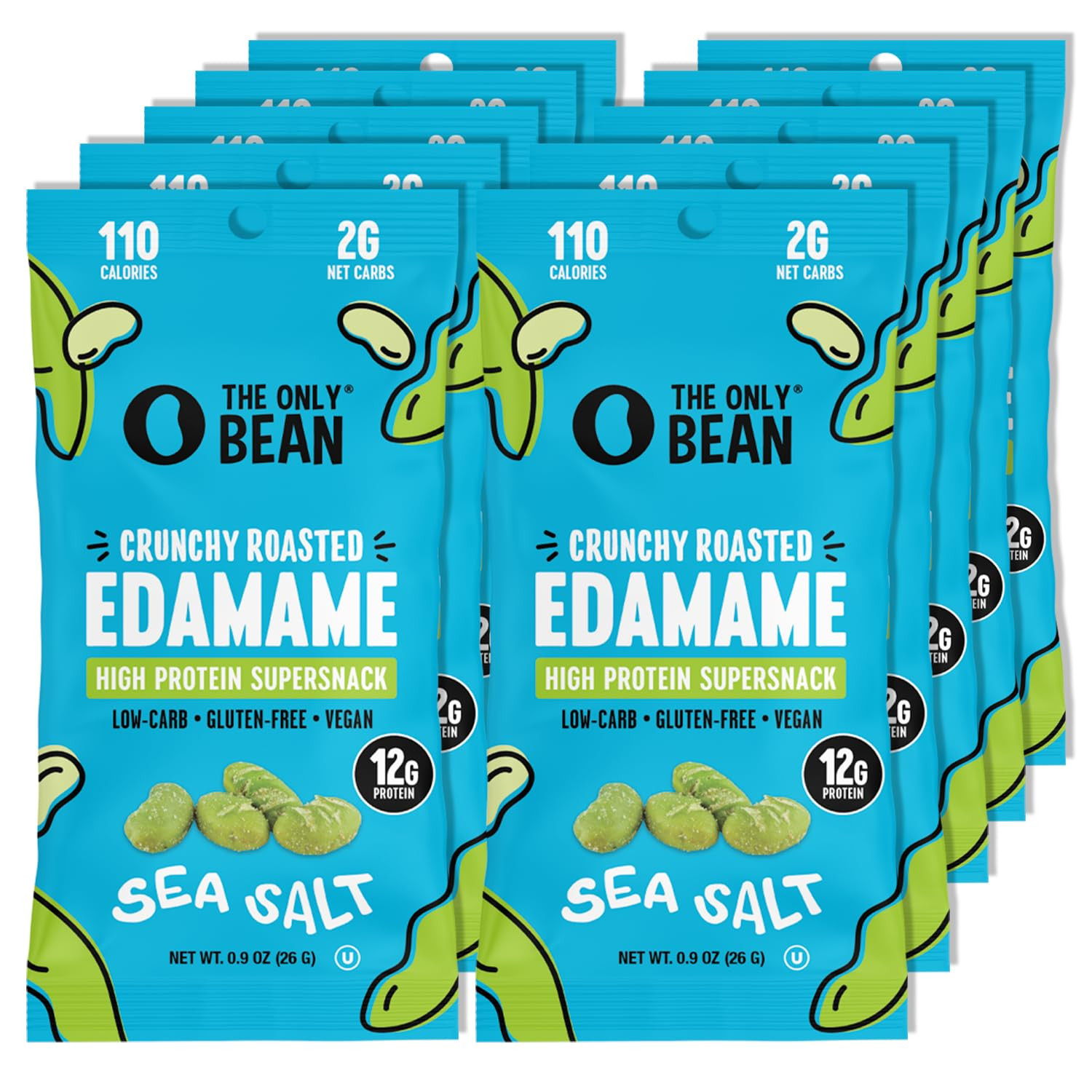 The Only Bean Crunchy Dry Roasted Edamame Snacks (Sea Salt), Healthy High Protei