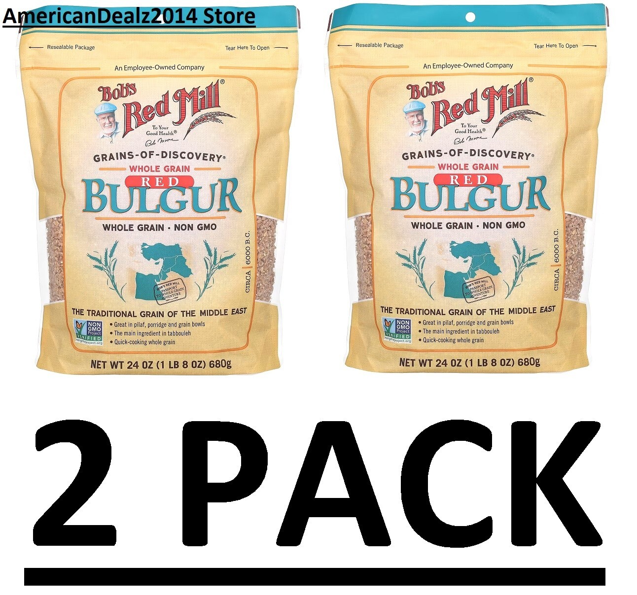 2 PACK – Bob’s Red Mill Whole Grain Red Bulgur 24 oz (Total 48 oz)