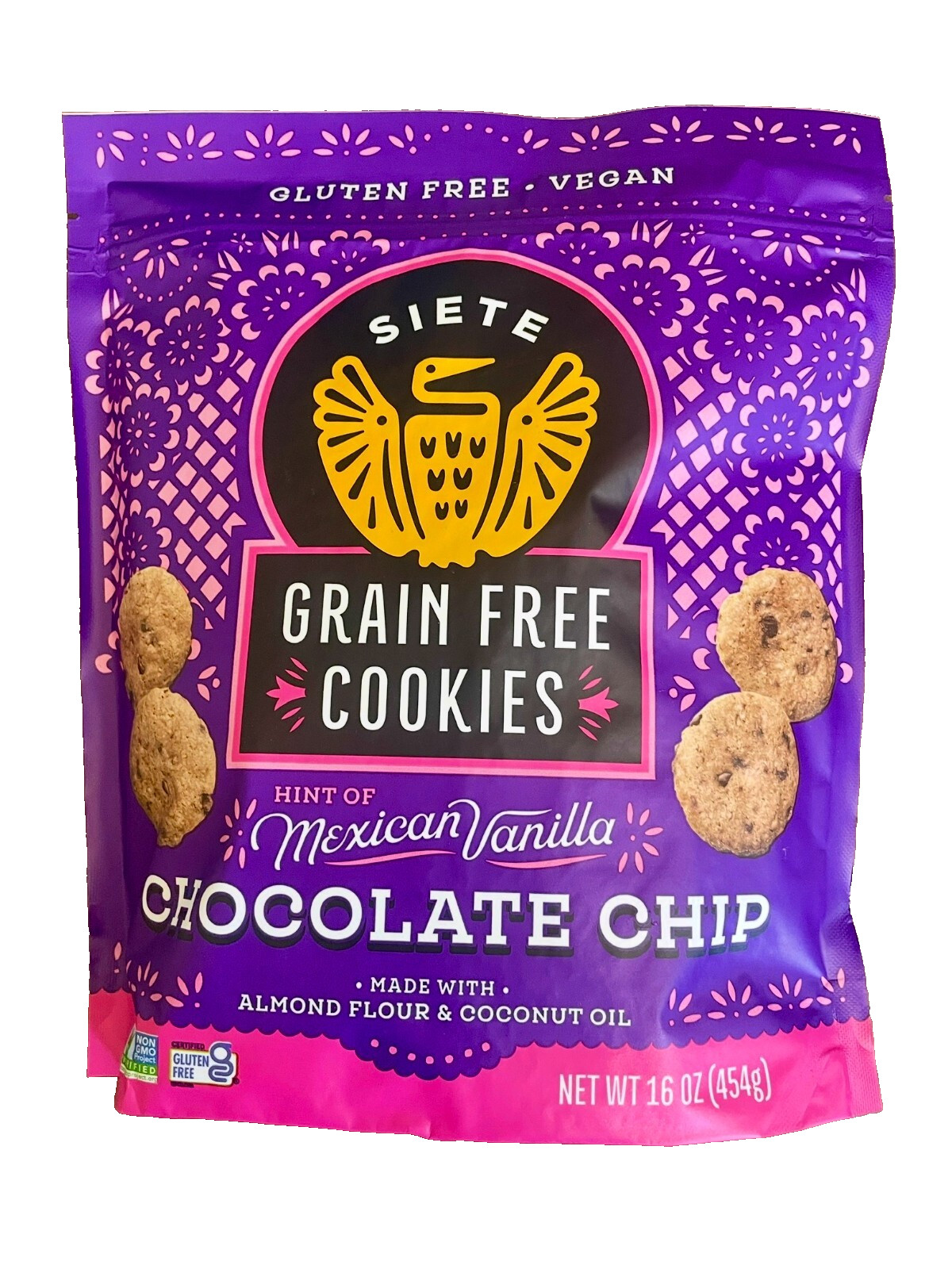 2-PACK Siete Grain Free Cookies Mexican Vanilla Chocolate Chip Gluten Free 16 Oz