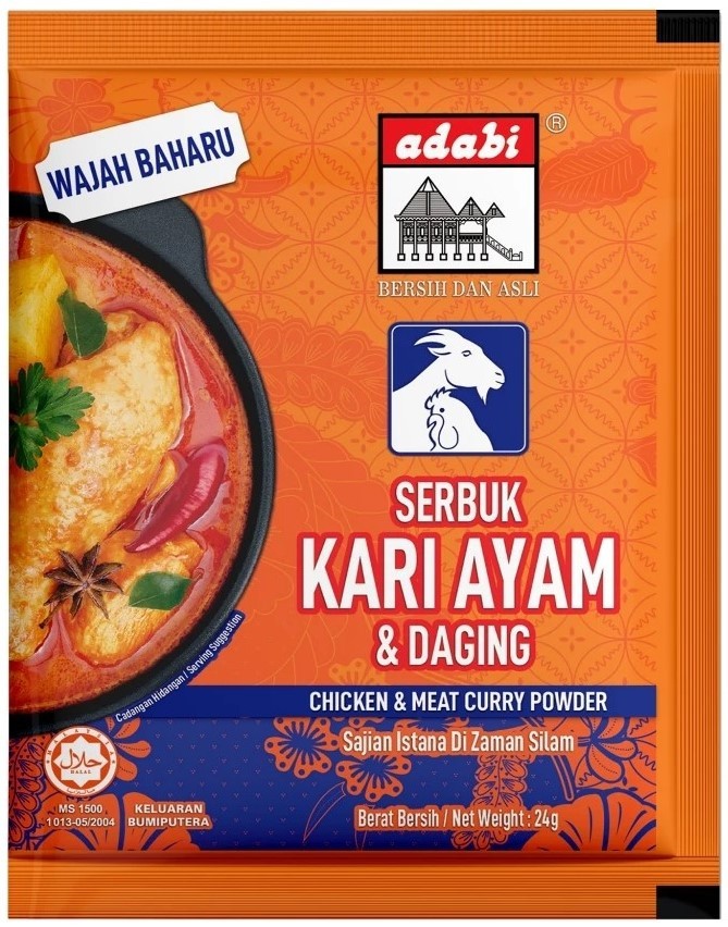 6 x 24g ADABI Chicken & Meat Curry Powder – Authentic Malaysian Curry Blend