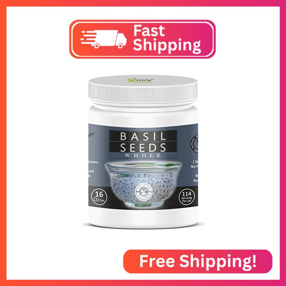 Basil Seeds – 16 Oz/ 1 Lbs I Edible Basil Seeds, Sabja/Tukmaria/Falooda Seeds I