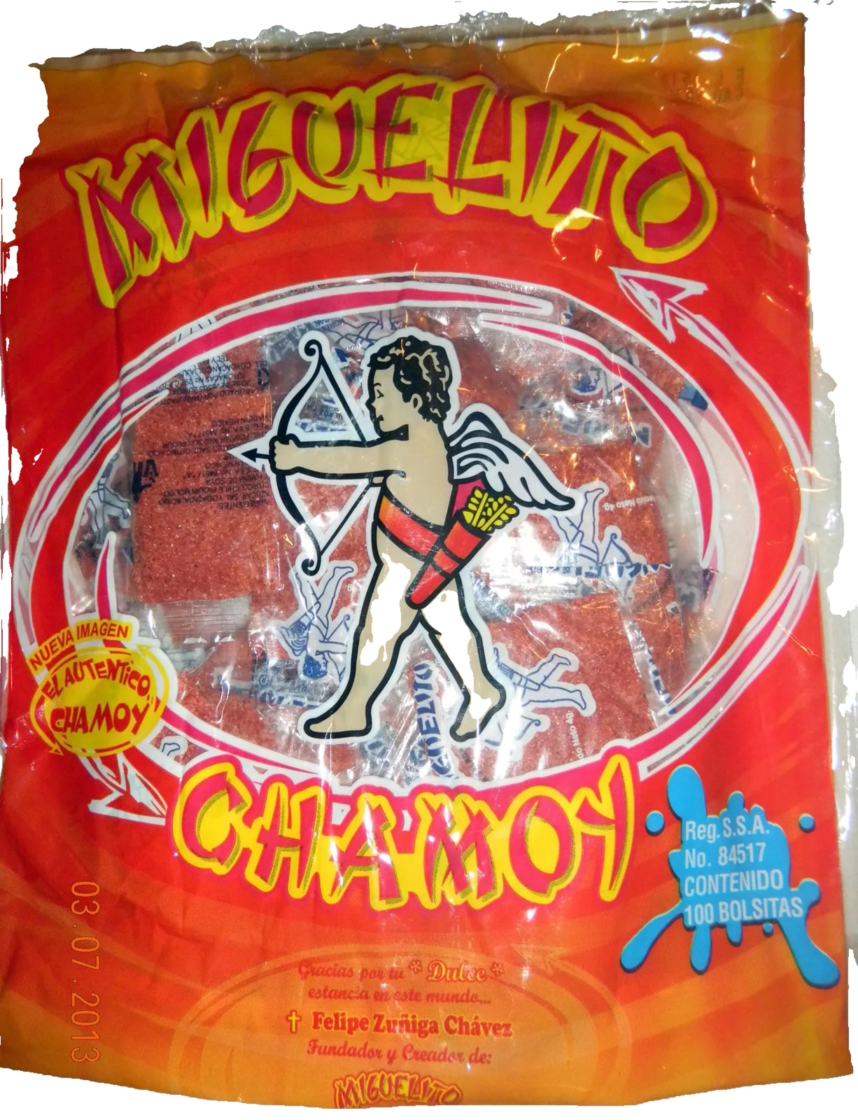 Miguelito Chamoy Chilito Polvo Mexican Sweet & Sour Chili Powder Candy 100 Pcs