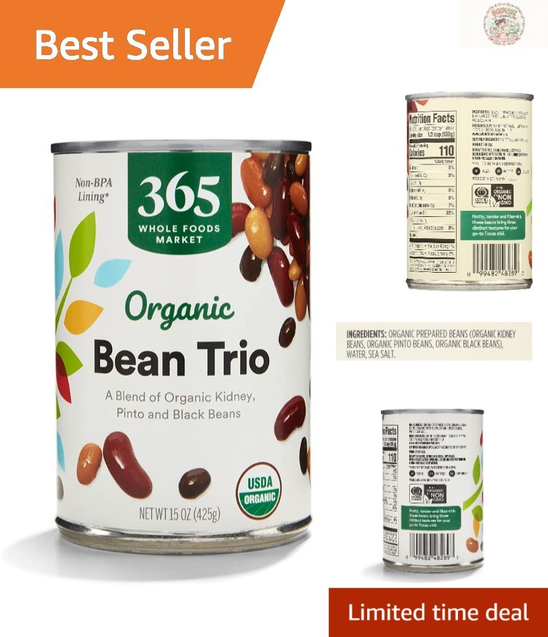 15oz USDA Organic Beans: Kidney, Pinto & Black – Family-Friendly Protein