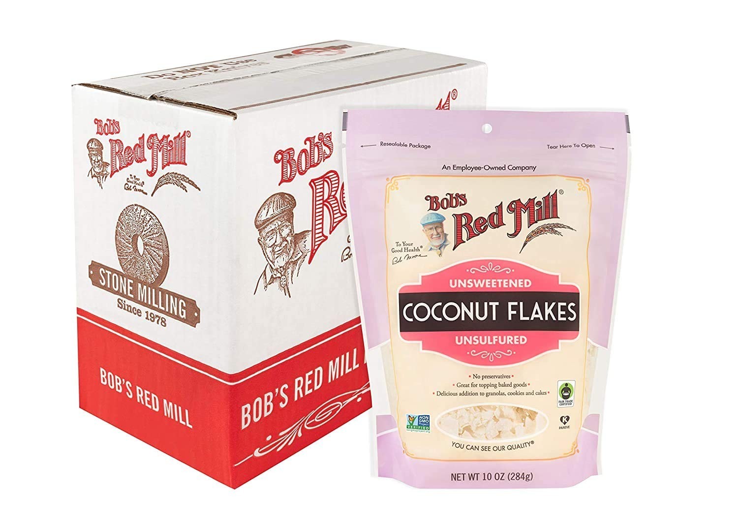 Resealable Unsweetened Coconut Flakes 10 Ounce Pack of 2