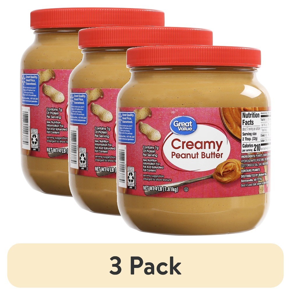 (3 pack) Creamy Peanut Butter, 64 oz