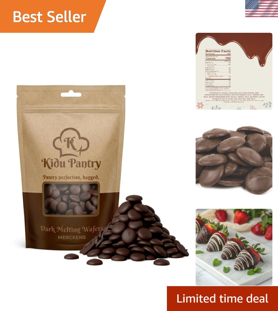 Merckens Dark Chocolate Melting Wafers 1lb – Easy Melting, No Tempering Required