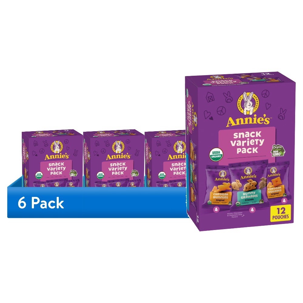 (6 pack) Annie’s Organic Variety Pack, Cheddar Bunnies, 12 Count