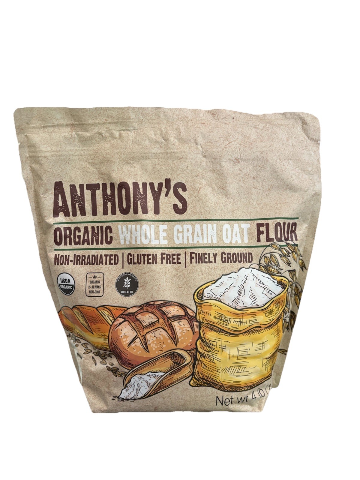 Anthony’S Organic Whole Grain Oat Flour, 4 Lb, Gluten Free, Non GMO, Non Irradia
