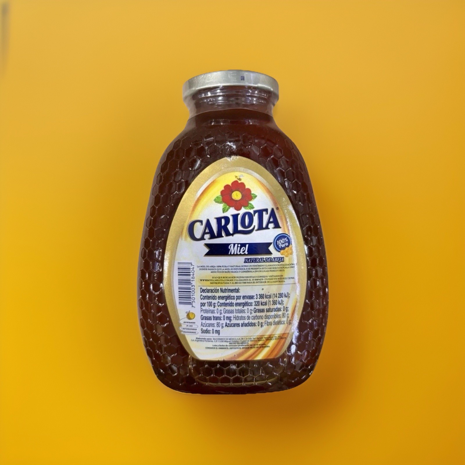 Miel Carlota 1.05Kg Honey Jar Natural Bee Honey 2.31 Lbs