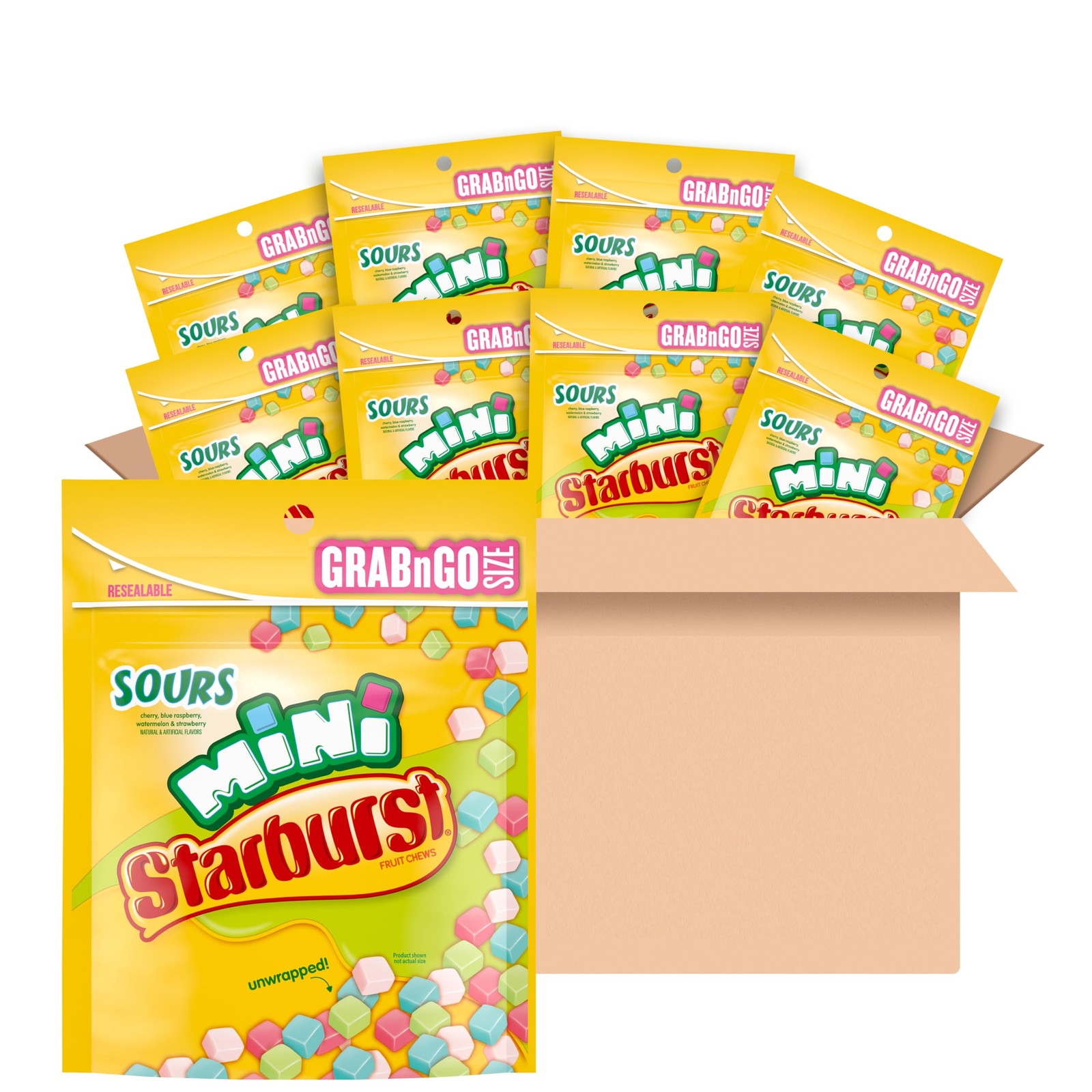 STARBURST Fruit Chews – Mini Sours, 8oz (Pack 8 Ounce of 8), Assorted