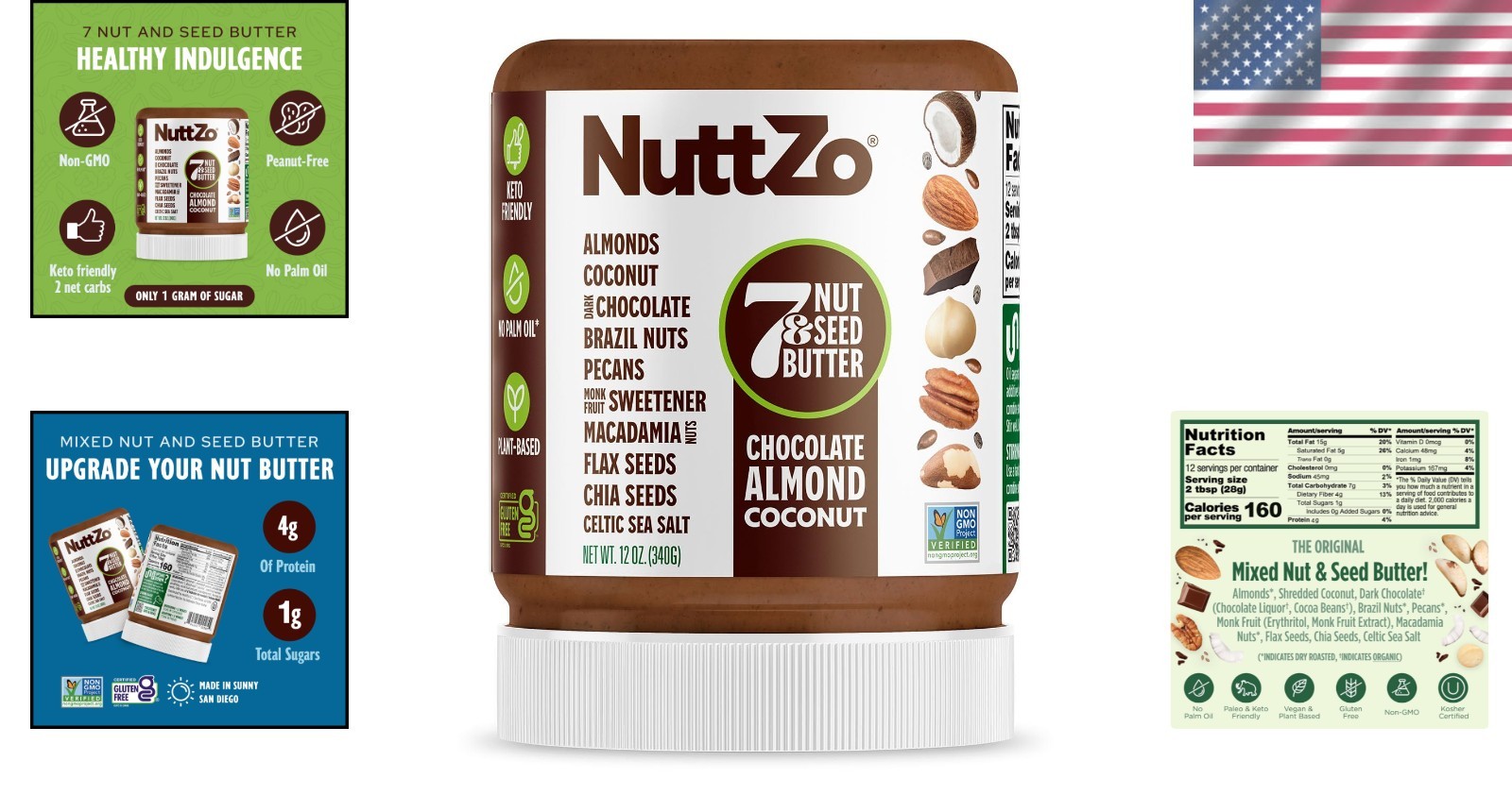 NuttZo 12 Ounce Nut Butter 7 Nuts Seeds Keto Friendly Healthy Snack Spread