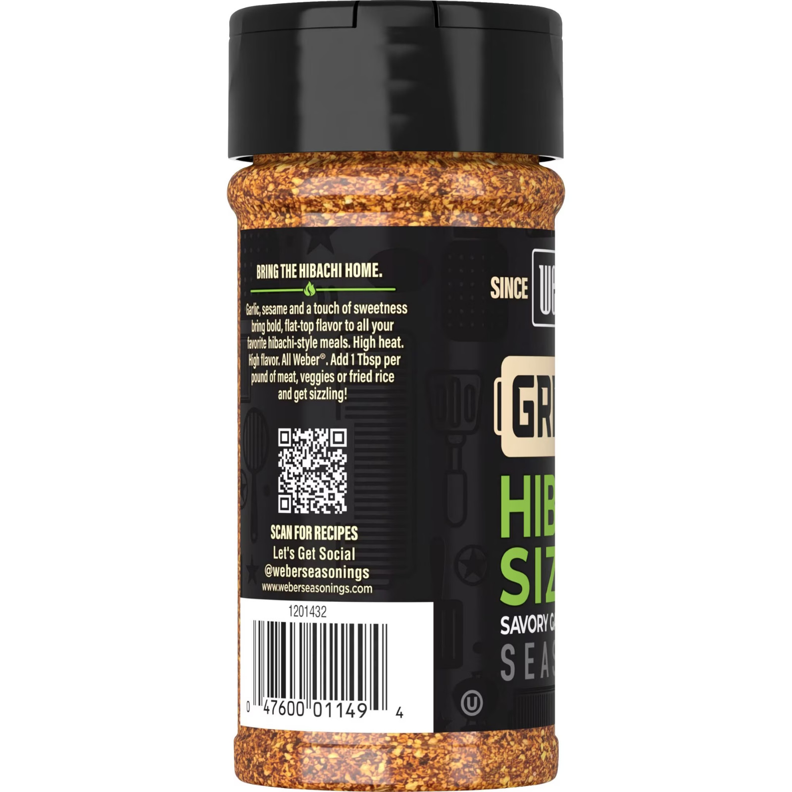 Weber Griddle Hibachi Sizzle, Savory Garlic & Sesame Seasoning Blend, 5.6 oz