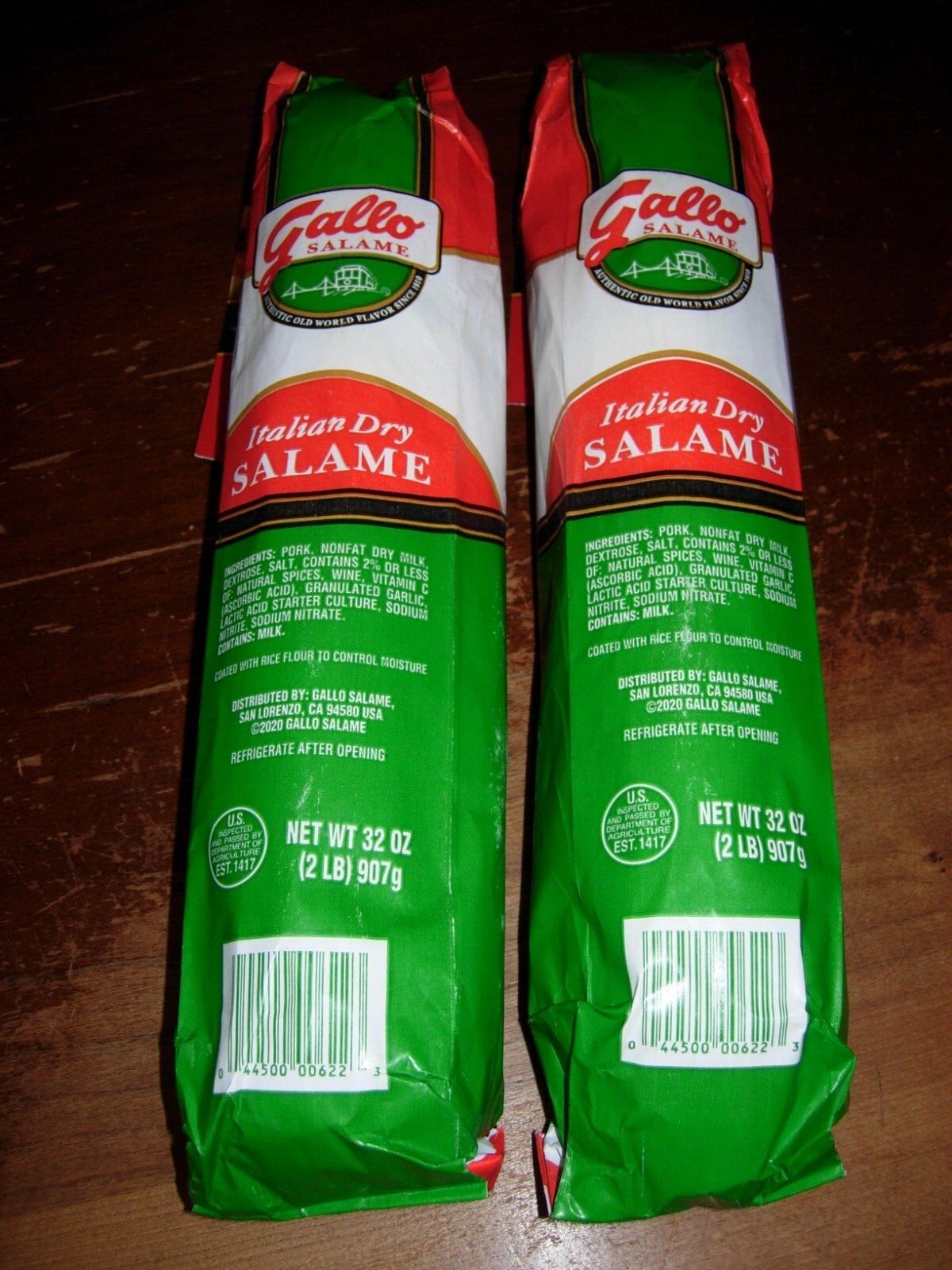 GALLO ITALIAN DRY SALAME FOUR POUNDS! 2 Pounds x 2 = 64oz FRESHEST FREE SHIPPING