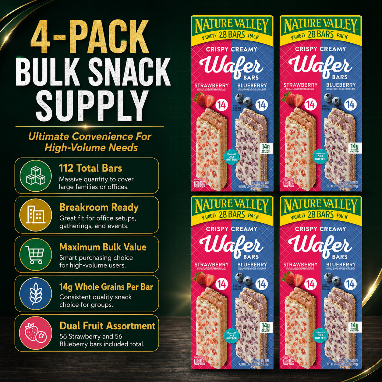 4 Pack Nature Valley Crispy Creamy Wafer Bars, Variety Pack, 28 ct.