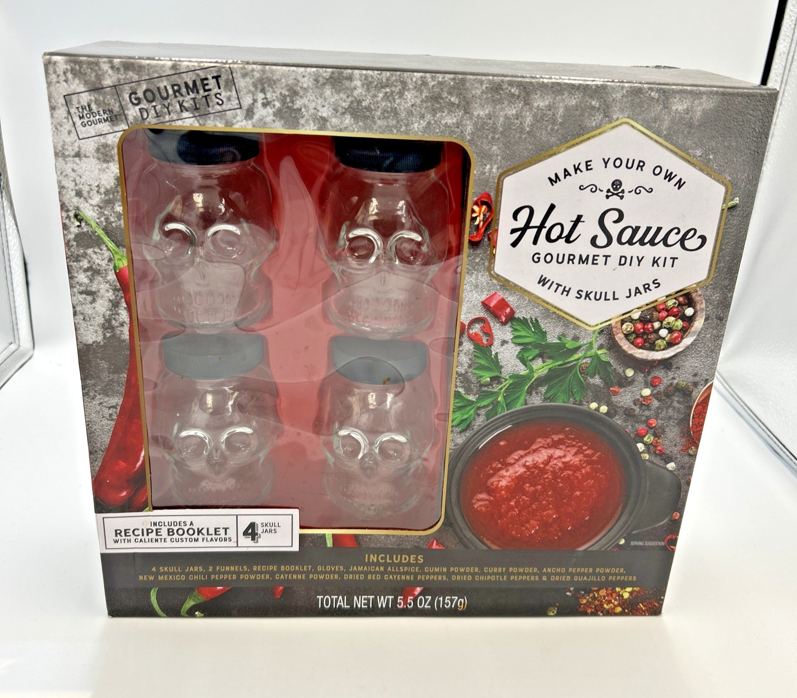 Make Your Own Hot Sauce Gourmet DIY Kit Skull Jars Jamaican Allspice Peppers New