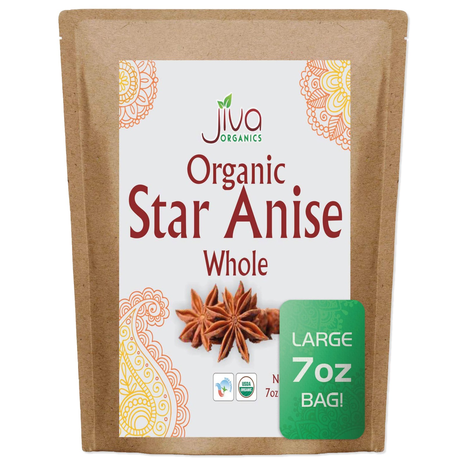 Jiva Organic Whole Star Anise 7 Oz Jumbo Bag – Non-GMO,