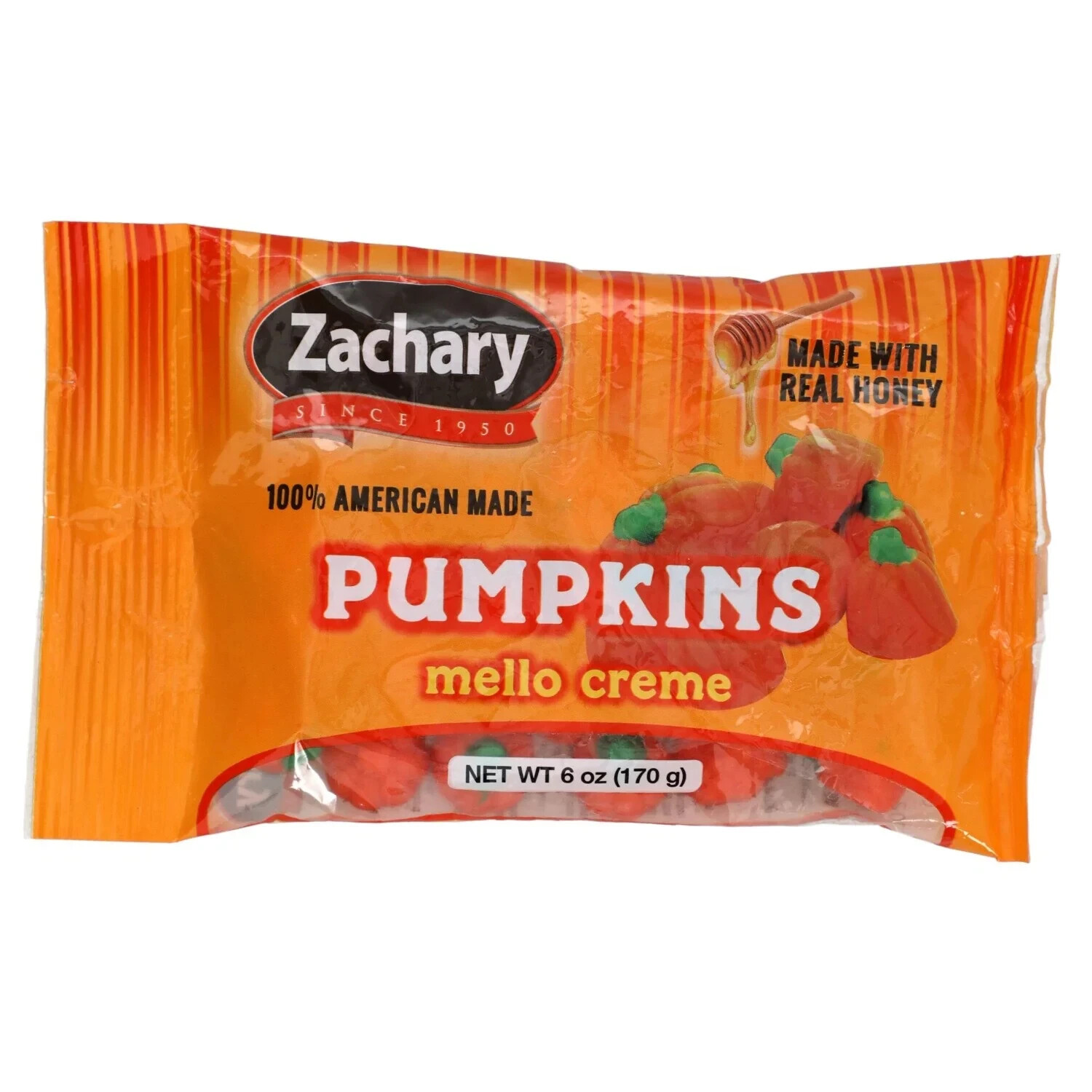 Zachary PUMPKINS 6 oz Mello Creme w/ Real Honey Soft & Chewy Candy * BB 3/2026 *