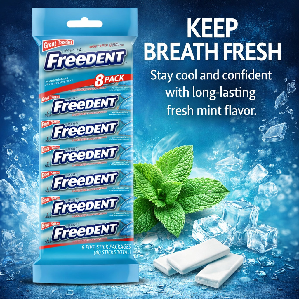 Wrigley’s Freedent Chewing Gum Spearmint 8 Pack