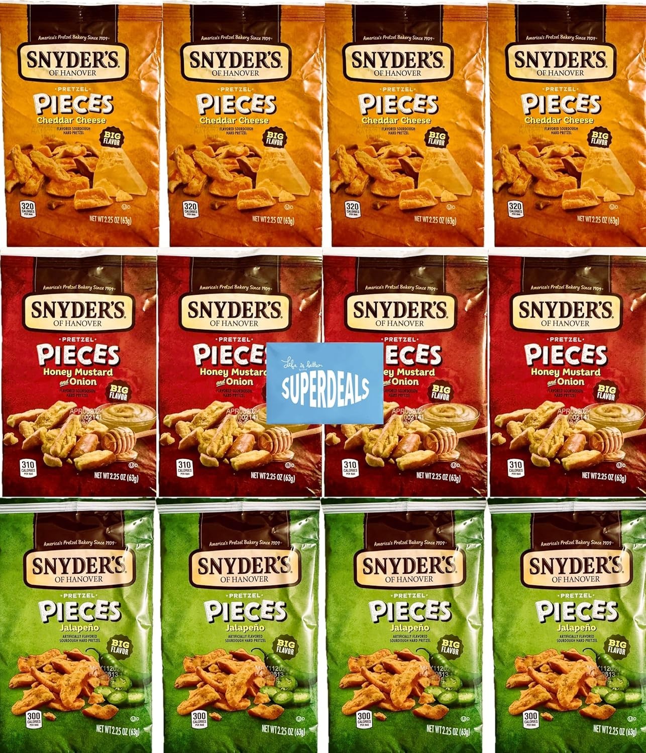 Snyder’s Pretzel Pieces 12-Pack Variety – 27oz Big Flavor, Mystery Gift Included