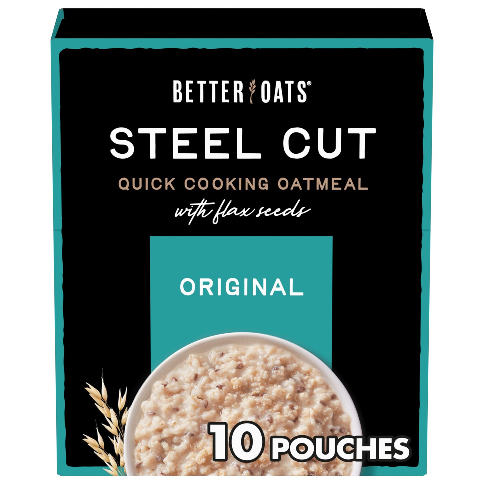 Steel Cut Instant Oatmeal Packets with Flax Seeds, Quick-Cook, 60 Pouches