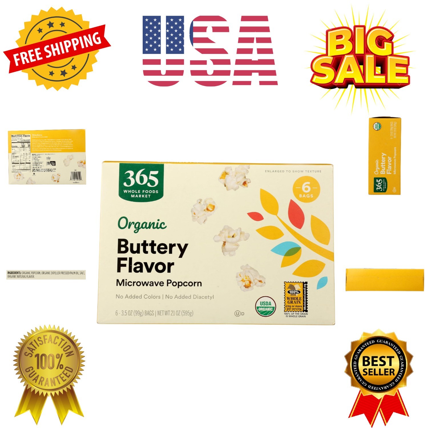 Organic Microwave Popcorn, 21 Ounce