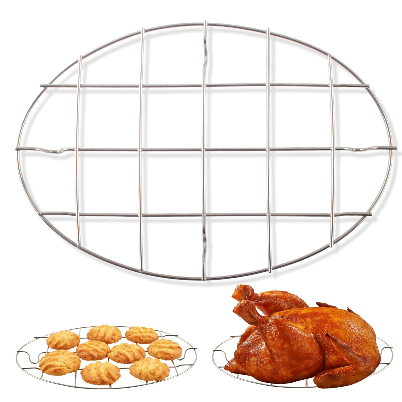 TamBee Cooking Oval 9.8 Inch Cookie Cooling Rack 304 9.8″x 6.7″-1pc, Silver