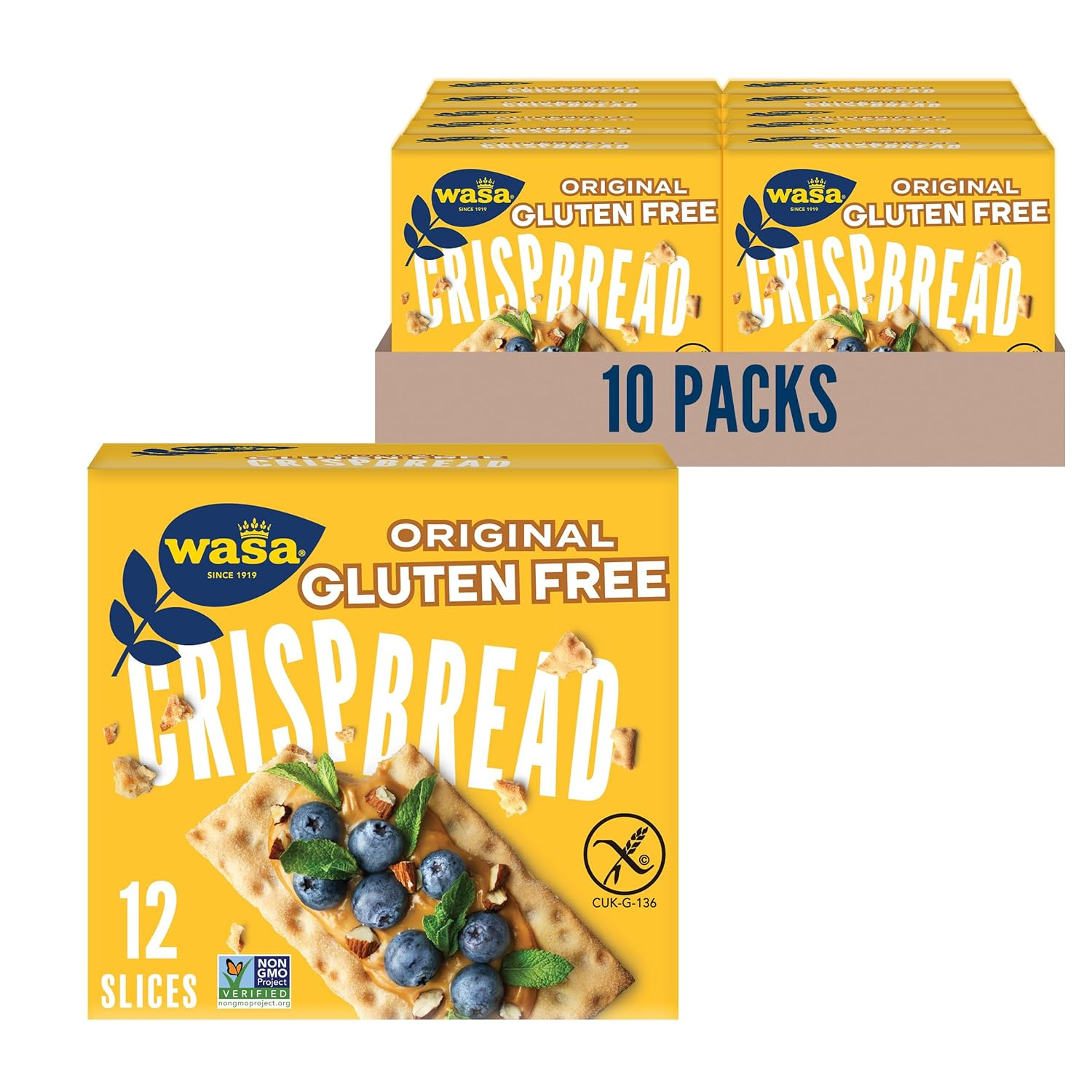 Gluten Free Original Crispbread, 5.4 Oz (Pack of 10), Gluten Free Crackers, Non-
