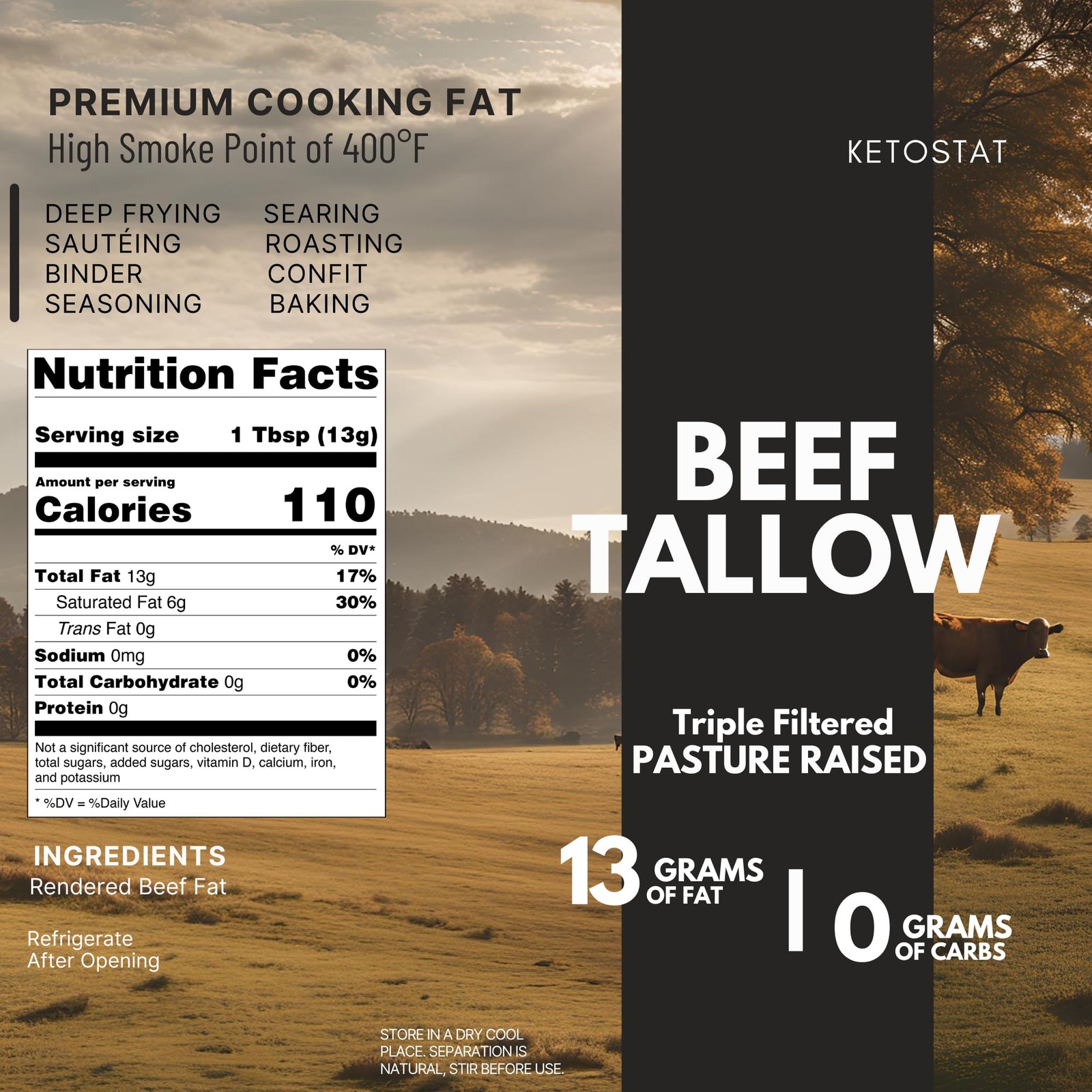 Beef Tallow 3.75 LB / 60 Oz For Cooking