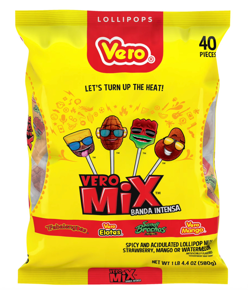Vero Mix Banda Intensa 40 ct Lollipops With Chili Spicy Mexican Candy