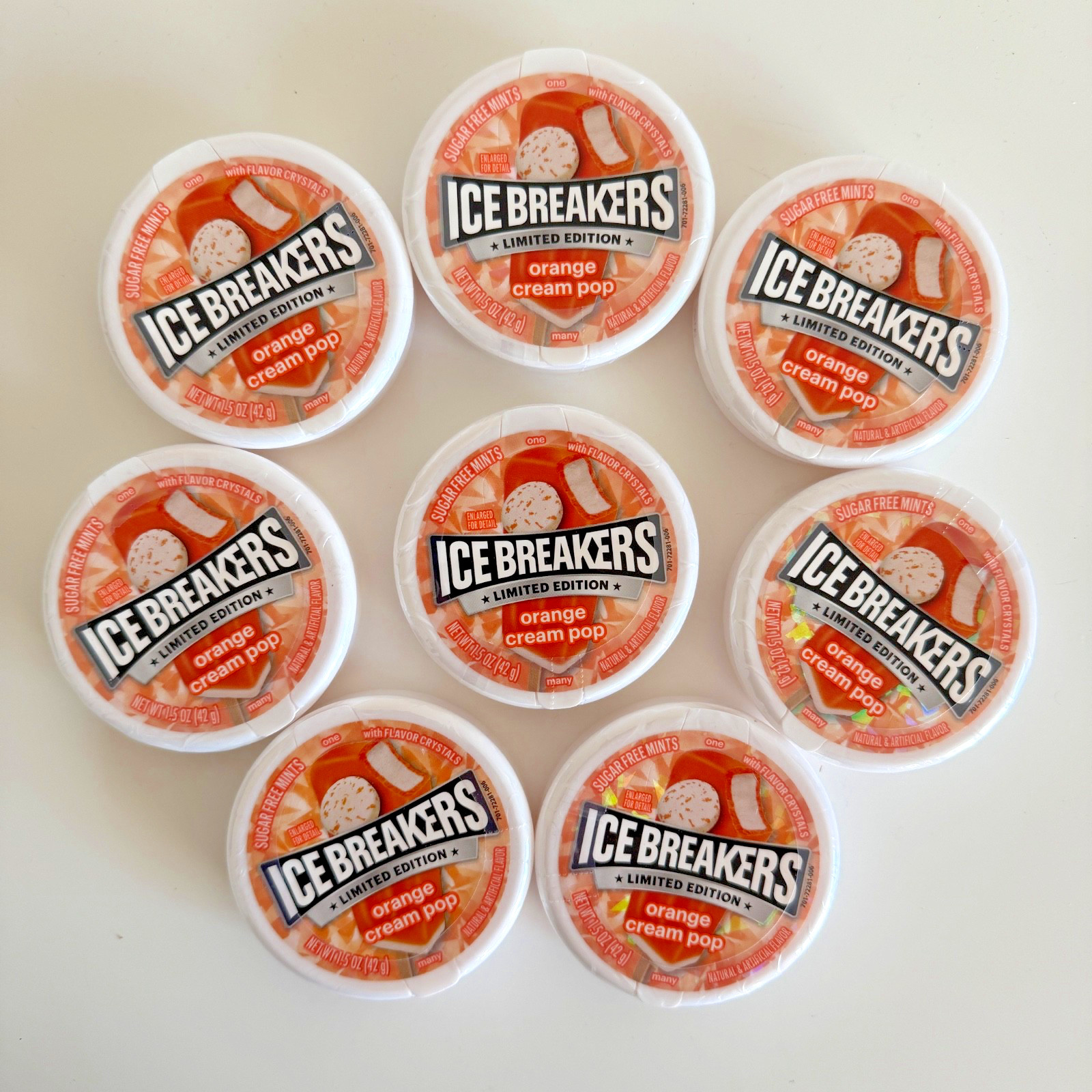 (8) Ice Breakers ORANGE CREAM POP Mints Candy 1.5 Oz Discontinued Best By 11/26