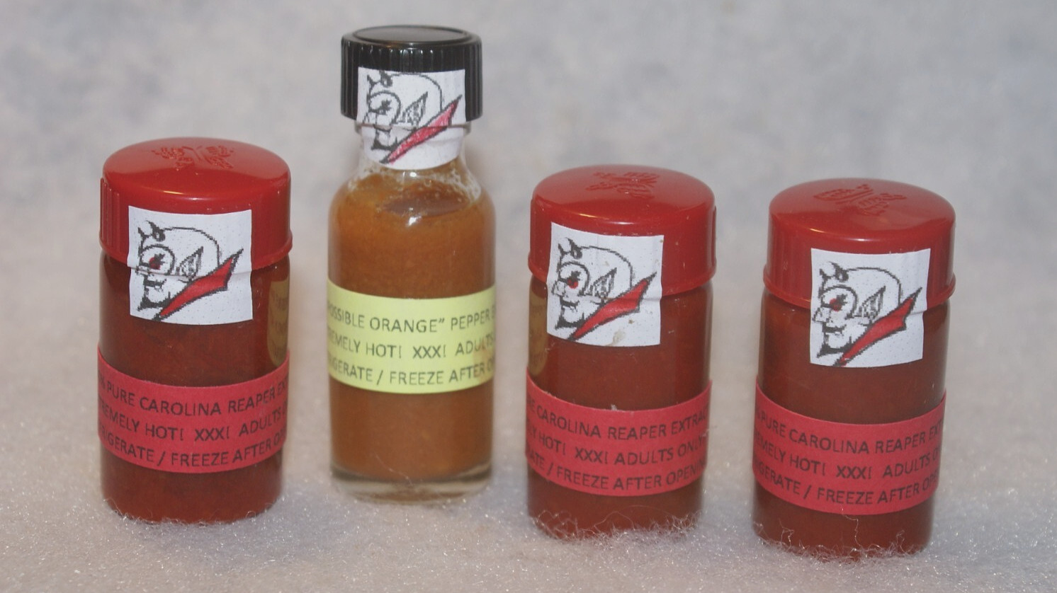 CAROLINA REAPER PEPPER EXTRACT / THREE- 1/2 OZ. BOTTLES+ «IMPOSSIBLE ORANGE»!