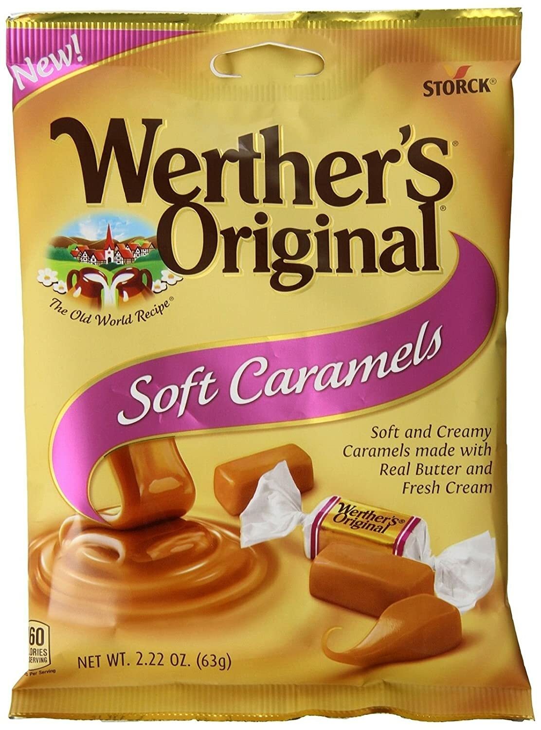 (1) Werther’s Original Soft Caramels 2.22oz Bag Real Butter Fresh Cream German