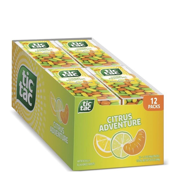Tic Tac Citrus Adventure Mints 12 Pack Box, Citrus Fruit Flavor, 20 oz