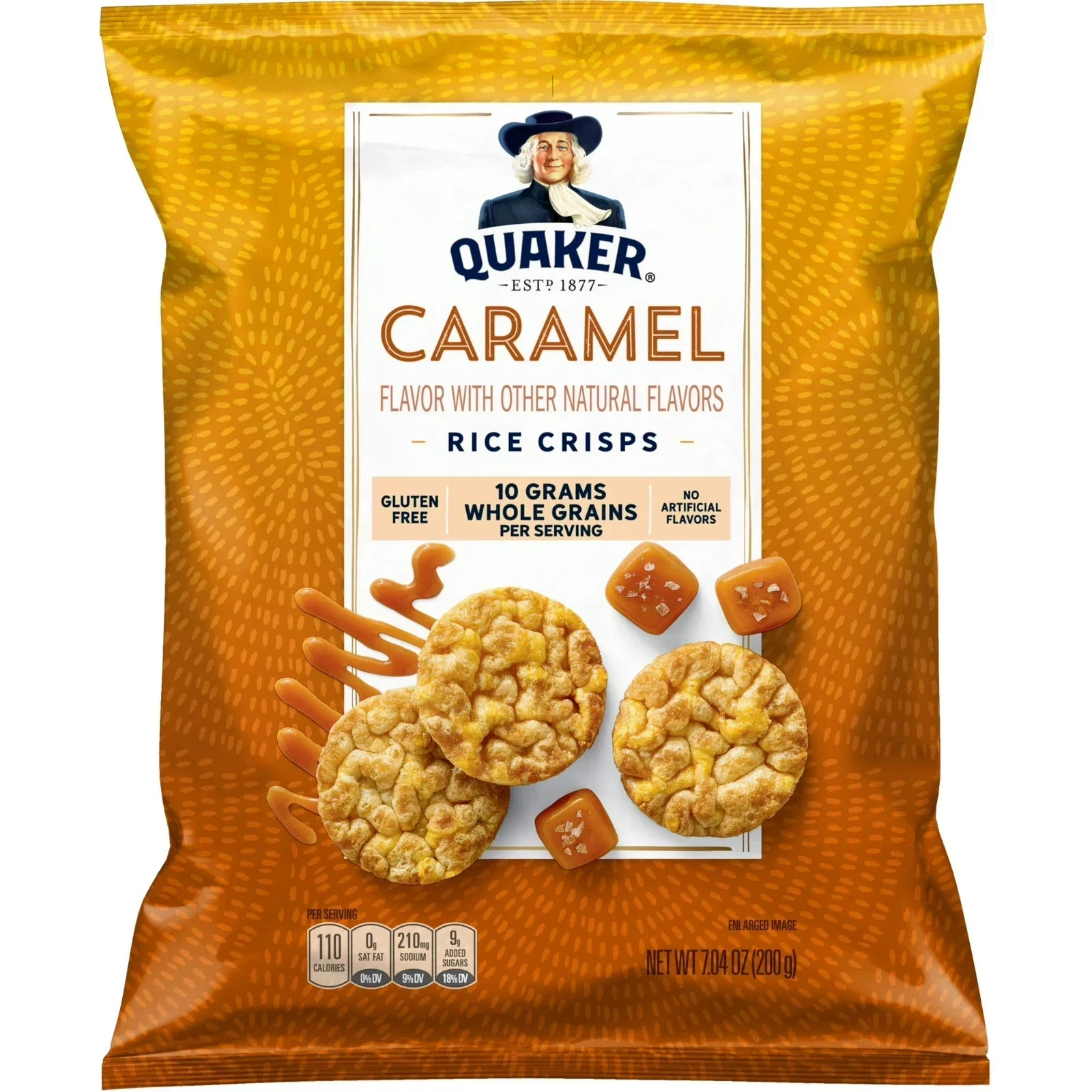 Quaker Caramel Flavored Rice Crisps 7.04 Oz Bag Crispy Snack Treat Ready-to-Eat