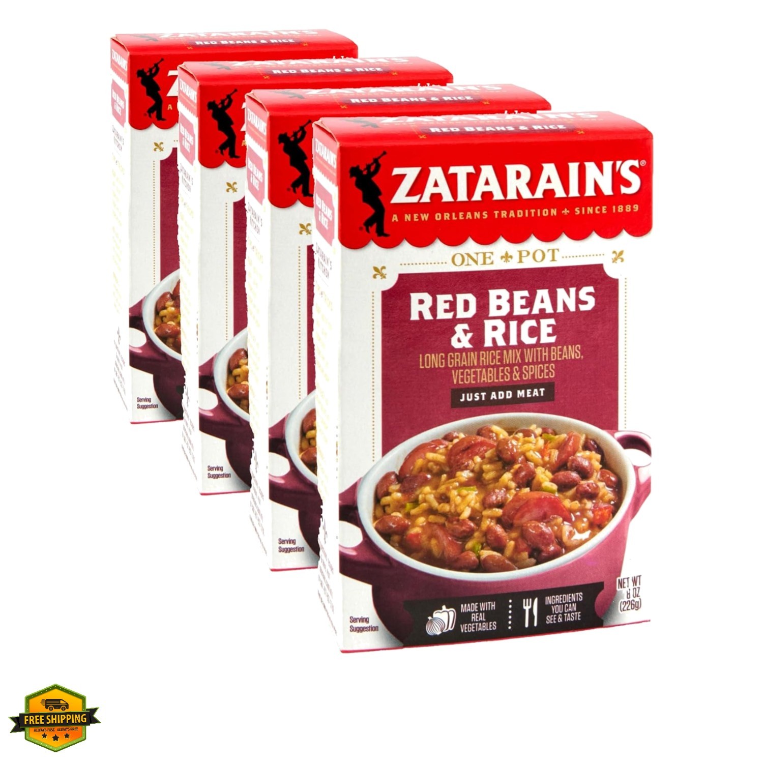 Zatarain’s Red Beans & Rice, 8 oz Pack of 4