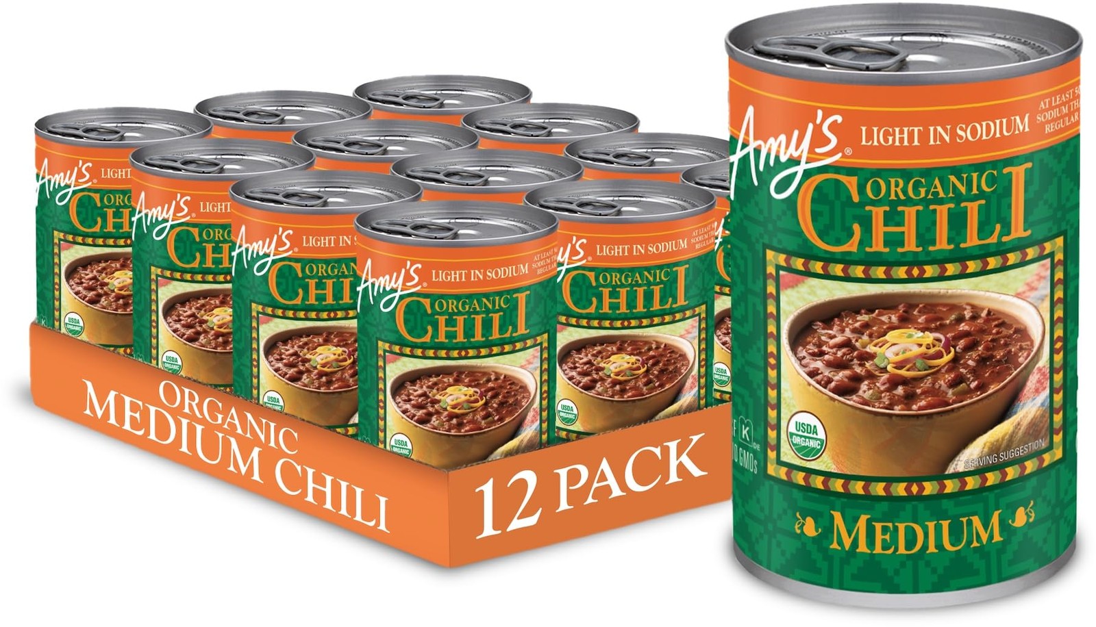 Amy’s Organic Chili, Vegan Medium Chili, Light in Sodium, Gluten Free, Made