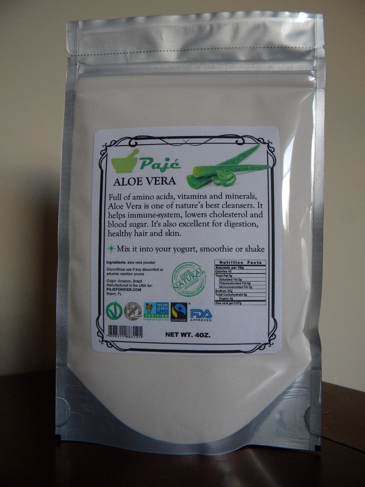 Aloe Vera gel powder 4oz 1/4lb Superfood, Detox, beauty and digestiv help PAJE