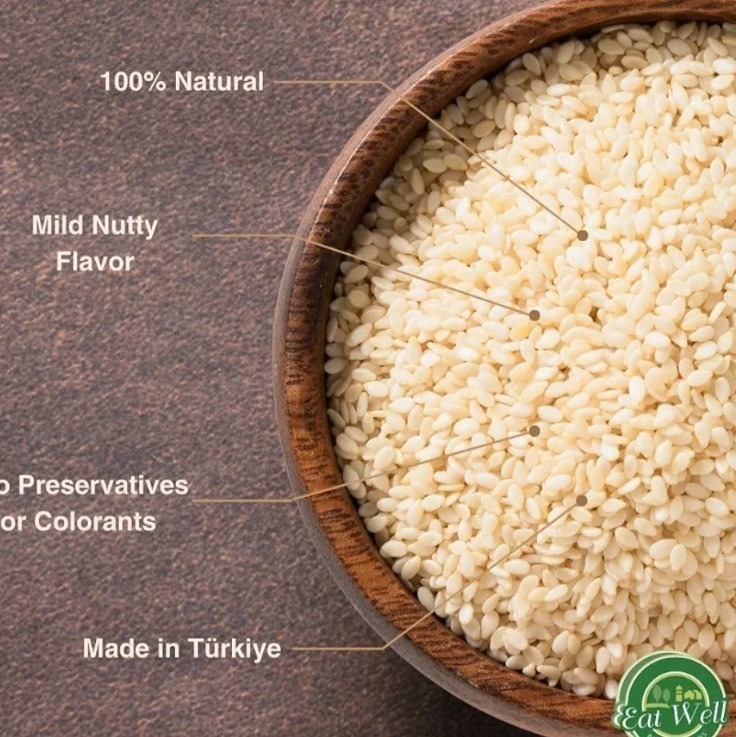 Eat Well Sesame Seeds, 6 oz Hulled White Sesame Seeds, Fresh Raw Whole Hulled