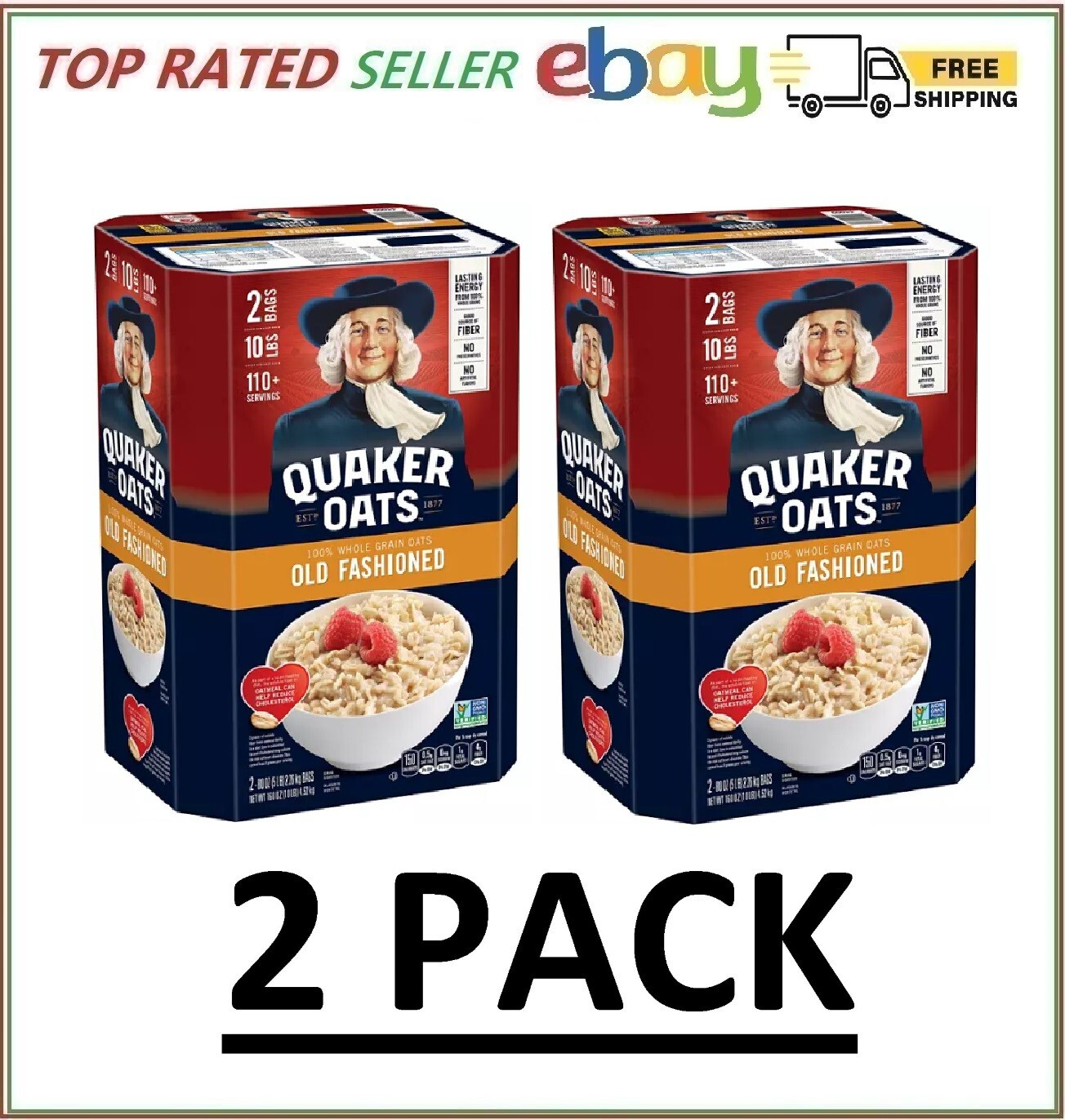 2 PACK – Quaker Oats Old Fashioned Oatmeal, 10 lbs (Total 20 lbs)