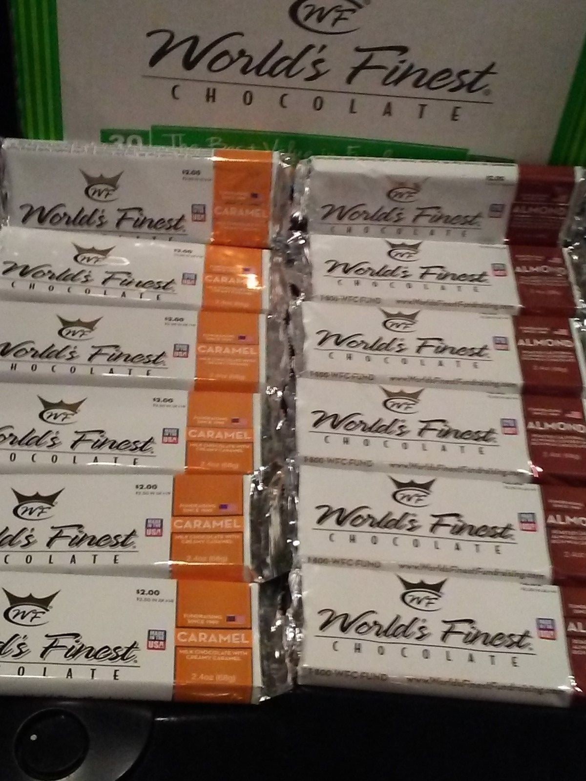 WORLD’S FINEST CHOCOLATE (6) Caramel & (6) Almond x $2.00 Ea Bars