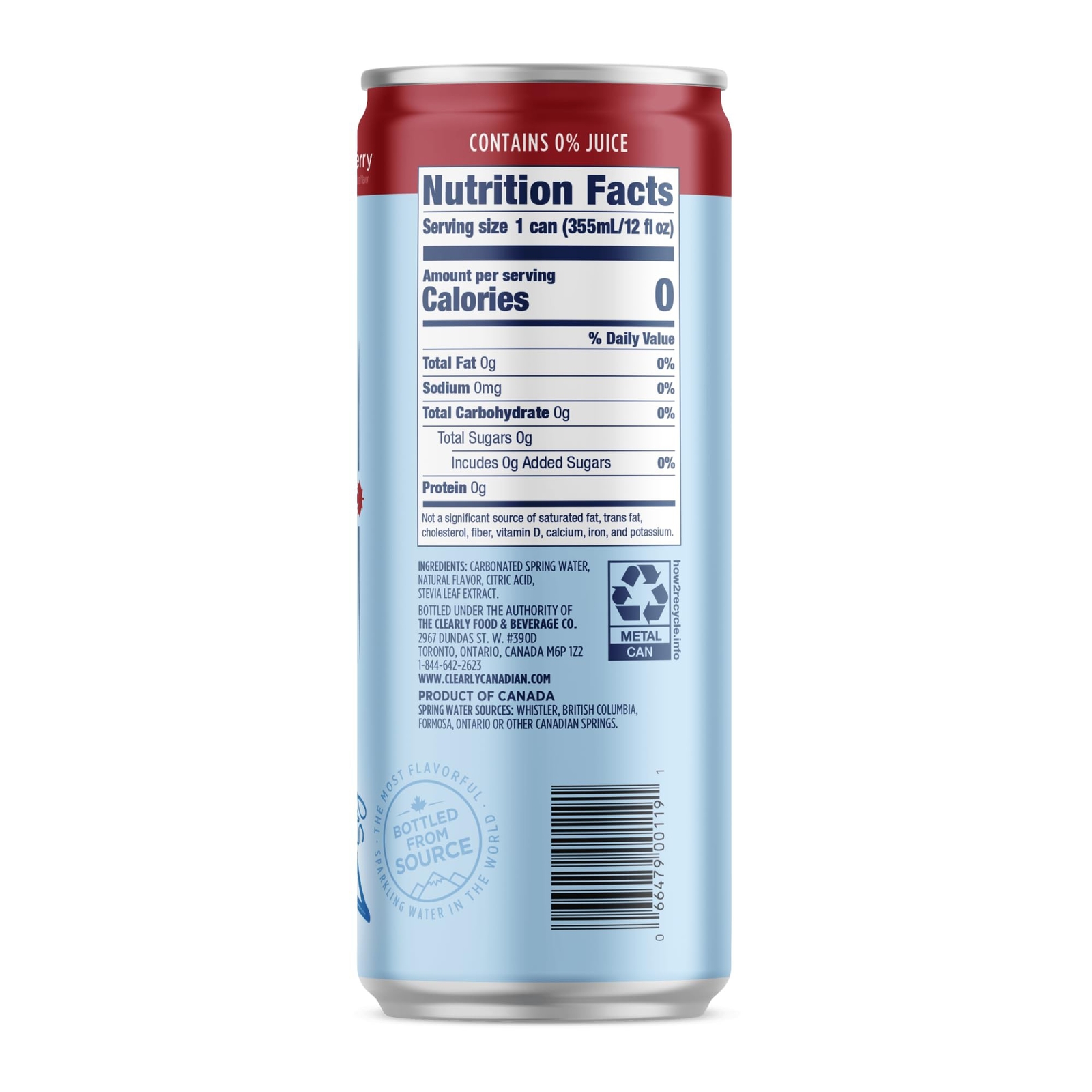 Clearly Canadian Zero Sugar Fresh Cherry Sparkling Water Beverage, Zero Sugar…